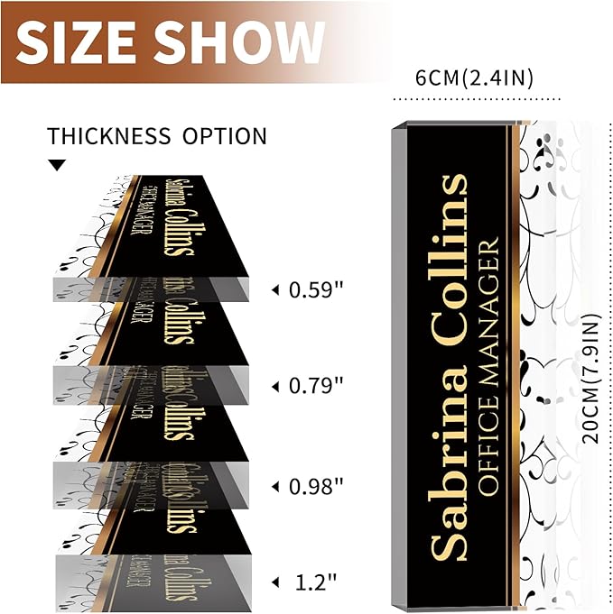 Name Plate for Desk, Desk Name Plate Personalized, Office Decor for Women Men, Acrylic Desktop Accessories, Office Appreciation Gifts for Boss Social Workers Nurse Teacher Employee (Black Stripes)