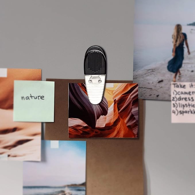 10 Magnetic Memo Holders Set - Large Clip, Plastic - Clear