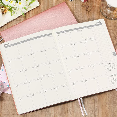 2026 Planner - JAN 2026 - DEC 2026, Planner 8.5" x 11", 2026 planner Weekly and Monthly, Leather Cover planner with Thick Paper, Back Pocket with Notes Pages - Rose Gold