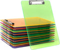 Dynta Plastic Clipboards 20 Pack A4/Letter Size (8.5x11 Inch) - Transparent Colored Writing Boards with Low-Profile Clips & Hanging Loops, Lightweight & Sturdy for Office, School, Art Projects