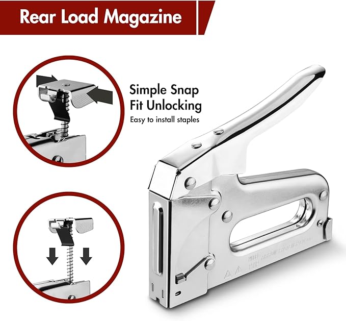 Arrow T50 Heavy Duty Staple Gun Kit, All Chrome Steel Stapler, with 3750 Pieces T50 1/4", 3/8", 1/2" Staples, for Upholstery Professional Projects