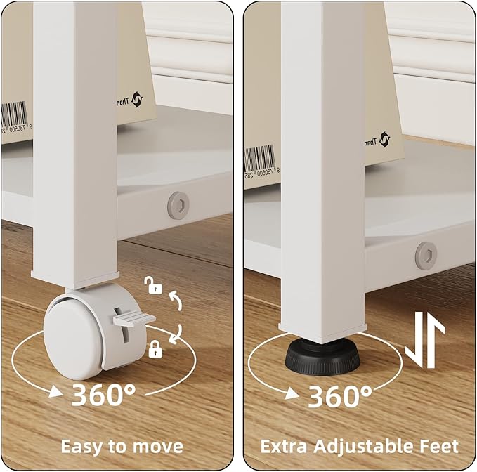 YAOHUOO 22"x15" Large Printer Stand with Storage Drawer, 2-Tier Under Desk Table for Home Office, Fits Fax Machine/3D Printer/Scanner (White)