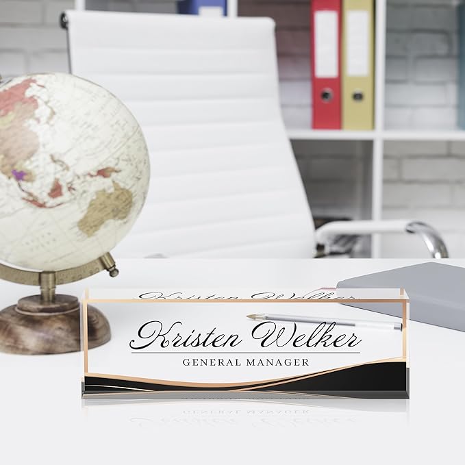 Acrylic Personalized Name Plate - Desk Decor for Women & Men, Office Gifts for Boss, Manager, Teacher, Nurse