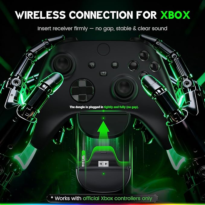 WESEARY Wireless Gaming Headset for Xbox Series X|S, Xbox One, PS5, PS4, PC, Mac, Switch, 2.4GHz + Bluetooth Over-Ear Gaming Headphones with ENC Mic, 3D Stereo, Dynamic LED Lights, 50mm Drivers, 50H
