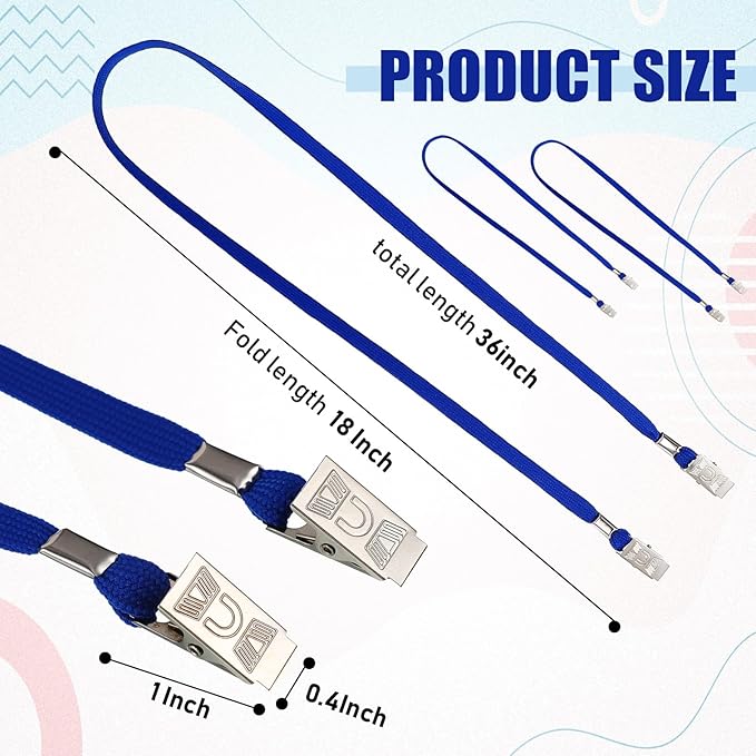 Patelai 200 Pack Double Clip Lanyards Bulk Face Mask Lanyard Twist Free 2 Hook Design Adjustable Badge Neck Strap for ID Name Badge Holder School Conference Office Class Essential (Blue)