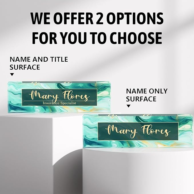 Personalized Name Plates for Office - Gifts for Teacher, Boss, Employee Appreciation - Desk Decor (Amber)