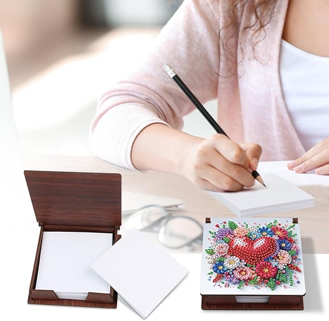 Formeydemi Diamond Painting Kit Note Box,Memo Paper Storage Box Diamond Art,Sticky Note Holder Diamond Art,Diamond Painting Memo Pad For Office Desk. (Love)
