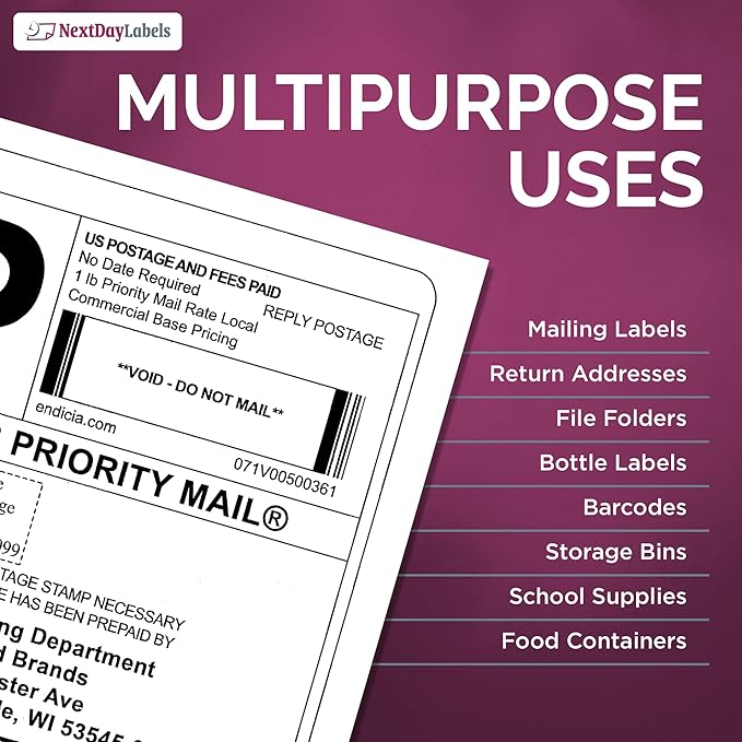 NextDayLabels - Full Page Labels 8.5 x 11 - White Shipping Labels - 8.5 x 11 Label Paper for Printer - Large Blank Matte Sticker Printer Paper - Laser/Inkjet Printer Labels (1 Per Sheet, 250 Labels)
