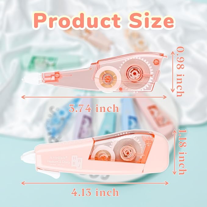 Temiary 3 Pcs Correction Tapes with 3 Pcs Extra Refills, Aesthetic White Pull Out Tape, Easy Grip & Carry, Works with Multiple Pens, Smooth for School & Office Workers (Yellow/Pink/Purple)