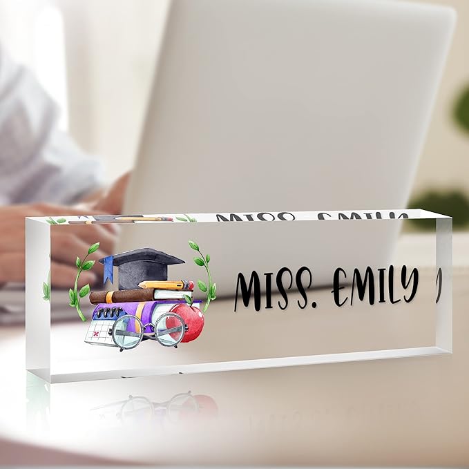 Personalized Office Name Plate for Desk, Custom Employee Appreciation Gifts, Acrylic Desk Name Plate Funny, Desk Decorations Gift, Acrylic Desk Ornaments (Style-Black M)…