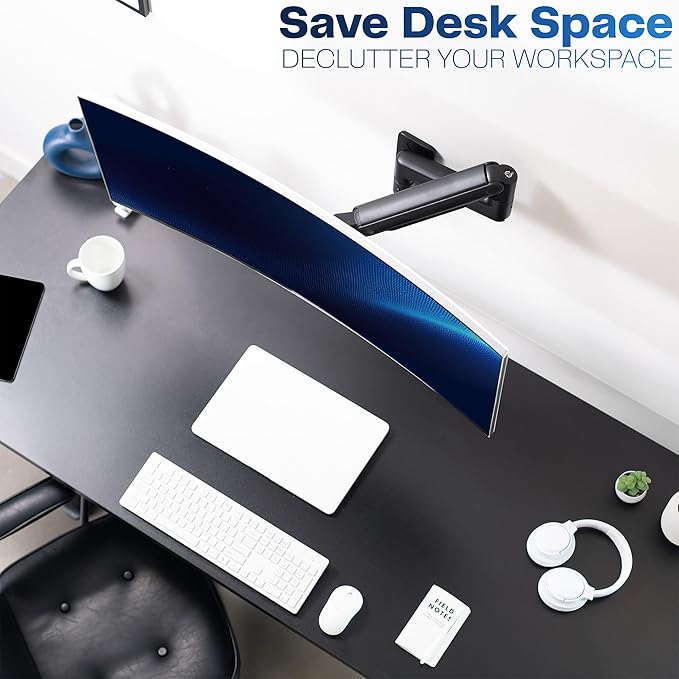 VIVO Premium Ultrawide Monitor Counterbalance Wall Mount for 40 inch Screens up to 44 lbs, Full Motion, Max VESA 100x100, Black, MOUNT-V100E