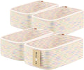 Small Storage Baskets for Organizing | Closet Organizer Bins | Shelf Toy Basket | Woven Rope Baskets | Cube Decorative Box | Shallow Basket | 11.5x7.5x4.7” | 4 Packs Rainbow