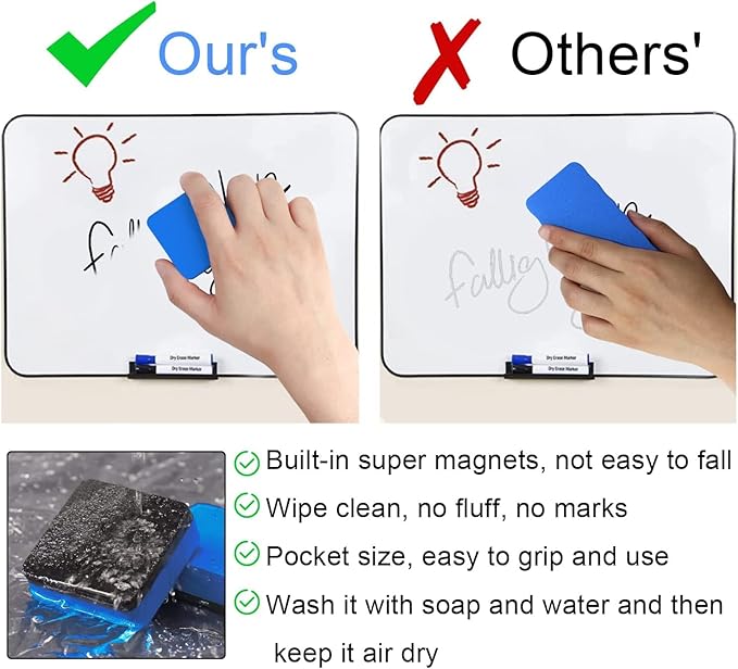 24 Pack Magnetic Whiteboard Dry Erase Erasers Chalkboard Cleansers for Classroom, Home and Office (Blue)