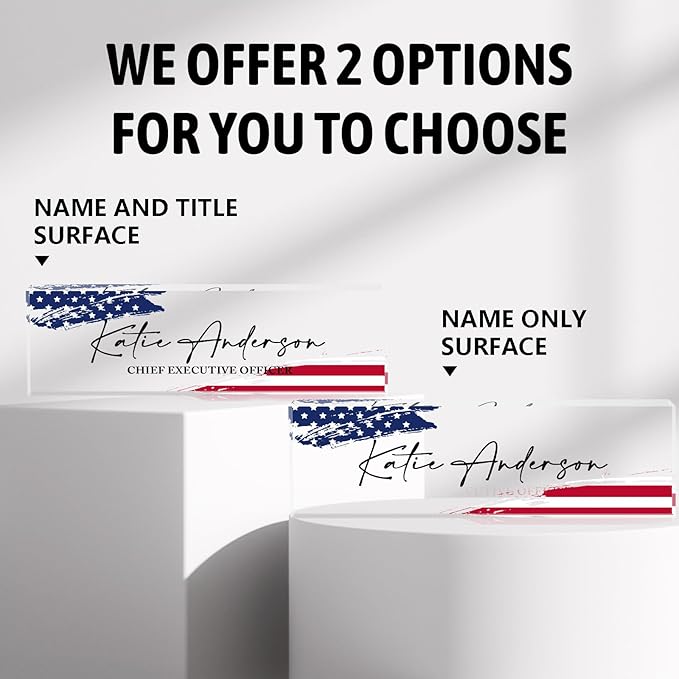 Name Plate for Desk-Personalized Name Plates for Desk-Name Plate Personalized for Office-Gifts for Teacher Boss Employee Appreciation Office Desk Decor (US Flag 5)