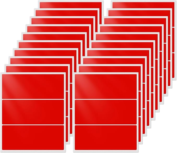 FINDAT Colored Stickers 4×2 Inch Vinyl File Folder Sticker red Rectangle Removable Waterproof Color Coding Moving Label for Boxes Office Inventory Labeling 60 PCS