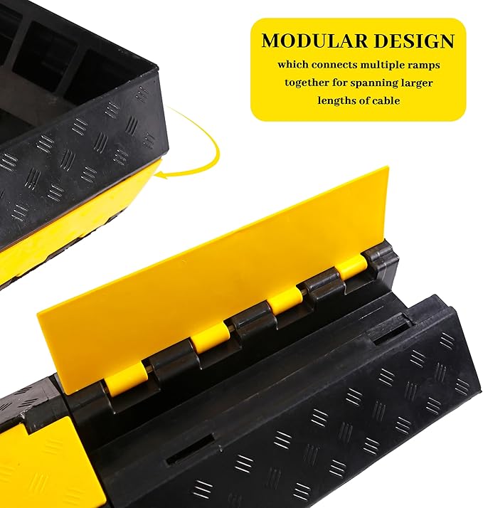 Rubber Cable Ramp Cable Protector Ramps Wire Hose Protective 1 Channel Traffic Rubber Plastic Cord Cover Speed Bump for Asphalt Concrete Gravel Driveway Outdoor, 1 Pack