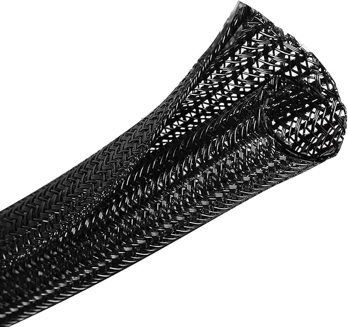Wire Cord Protector Wire Loom Tubing, 25ft - 1/4 inch Cable Sleeve Split Sleeving for USB Cable，Computer Electrical Wire Power Cord Audio Video Cable Black