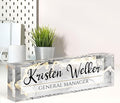 Name Plate for Desk, Desk Name Plate Personalized, Office Decor for Women Men, Acrylic Desktop Accessories, Office Gifts for Boss Nurse Teacher Coworker, Employee Appreciation Gift (Silver/Gold)