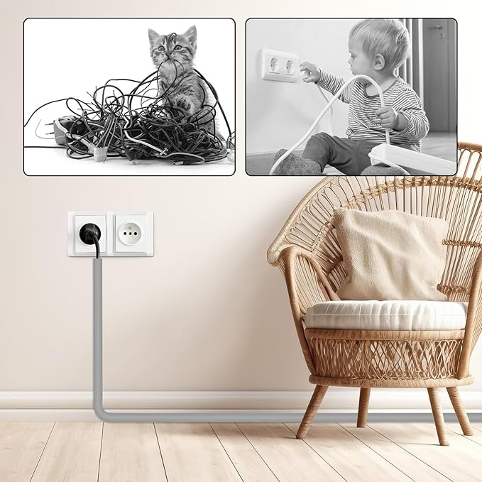 Self-Adhesive Cable Hider, Flexible Wire Cover Cable Raceway for Wires, Wall Mount TV, Home Audio, Network, Power, and Phone Line Managemen (Gray, 157inch)