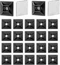 100Pcs Adhesive Zip Tie Mount, 3/4in Black Cable Tie Mount, Plastic Zip Tie Mounting Squares, Sturdy Zip Tie Sticky Mounting Pads for Cable Organizer (Black, 3/4"-100pcs)