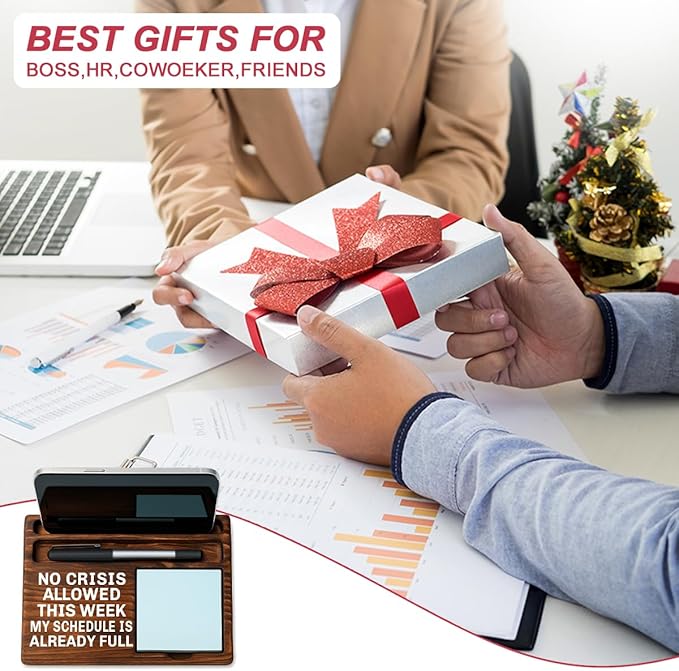 Boss Bosses Day Gifts for Women Men Manager Funny Office Decor for Women Wooden Sticky Note Holder National Boss Day Decorations Gifts for Supervisor Leader Manager HR Men Coworker Office Desk Decor