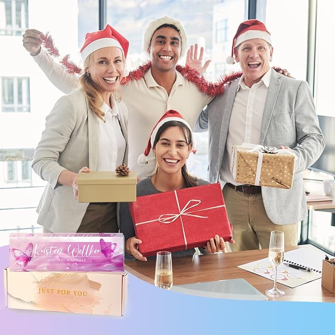 Custom Office Name Plate for Desk, Desk Name Plate Personalized, Personalized Gifts for Women, Appreciation Gifts for Employee Coworkers Boss Teacher, Office Accessories (Purple Butterfly)