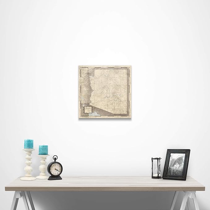 Push Pin Arizona Map Board - With Push Pins to Mark Arizona Travel - Handmade in Ohio, USA - Design: Rustic Vintage