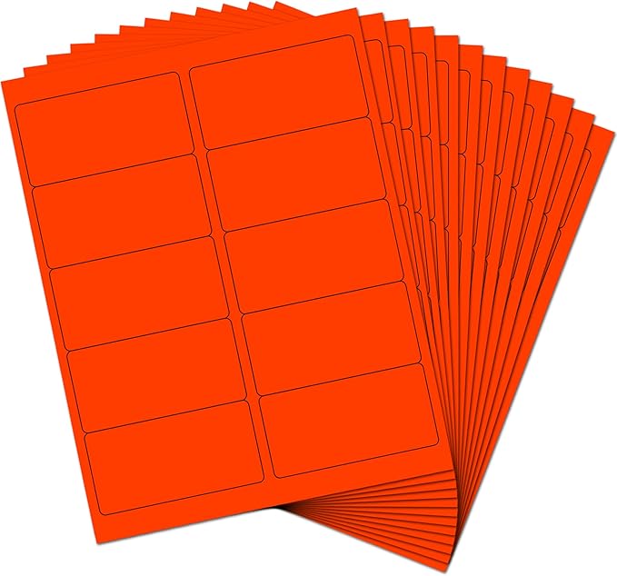 JAM PAPER Shipping Address Labels - Standard Mailing - 2 x 4 - Neon Orange/Fluorescent Red - 120/Pack