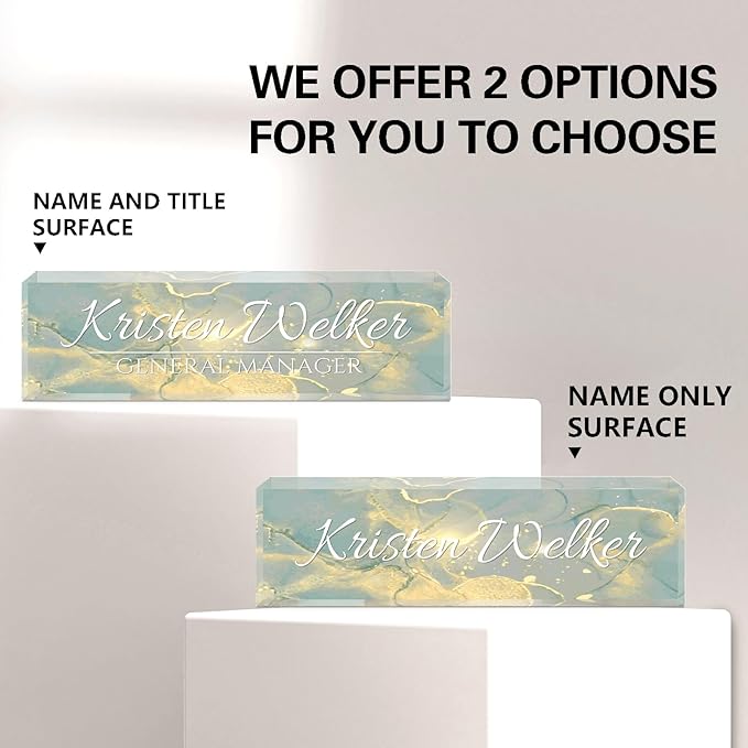 Name Plate for Desk, Desk Name Plate Personalized, Office Decor for Women Men, Acrylic Desktop Accessories, Office Appreciation Gifts for Boss Social Workers Employee Nurse Teacher (Deep Sea)