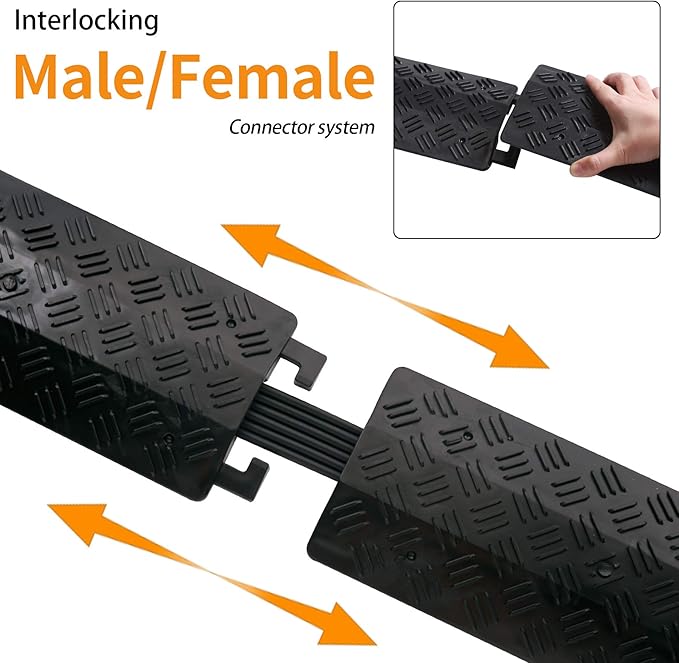 Small 1 Piece - Floor Cord Cover Cord Protector Drop Over Drop Trak Cable Ramp for Office Warehouse - Black