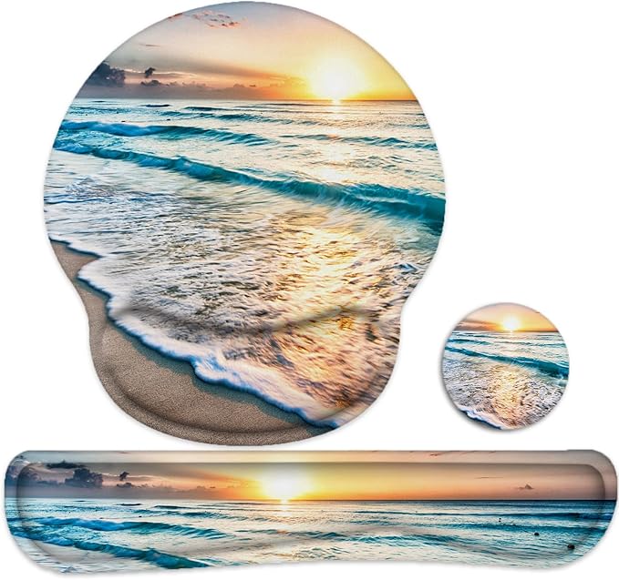 Lateefah Mouse Pad with Wrist Rest, 3-in-1 Gaming Mouse Pad, Keyboard Wrist Rest, Ergonomic Memory Foam Mousepad with Wrist Support for Computer Keyboard