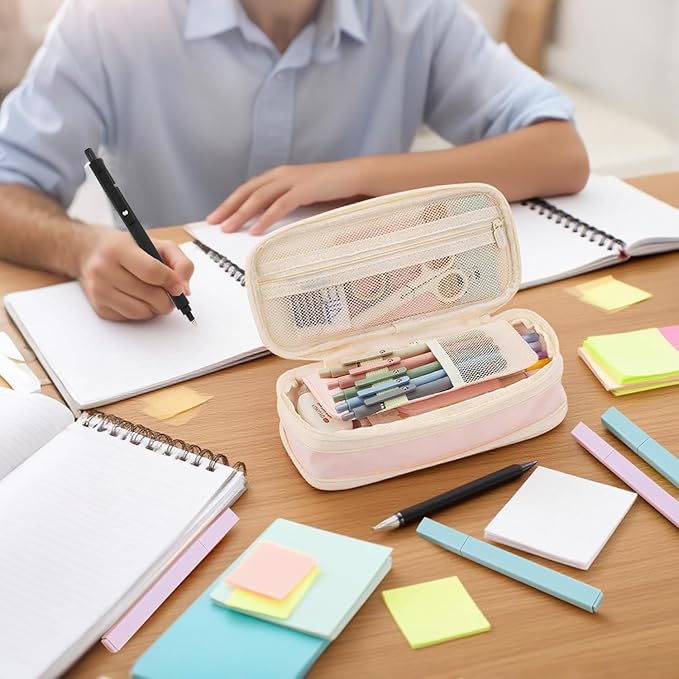 DHYLRICHER 39-Piece Aesthetic Book Annotation Kit with Pencil Case, Highlighters, Gel Pen, 700 Clear Sticky Notes, and Index Tabs – Ideal for School, College, Teachers, Office and Bible Journaling