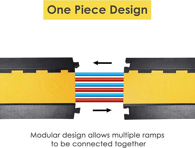 Yescom Cable Ramp Protector 3 Channel Garden Hose Protecitive 44000 Lbs Load Capacity Heavy Duty Speed Bump for Road Driveway Walkway