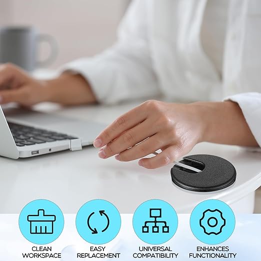 50 Pack 2 Inch Desk Grommet Desk Cable Wire Grommet Cord, PC Computer Desk Plastic Grommet Cord Tidy Cable Hole Cover Organizers for Office PC Computer Desk Cord Management (Black)