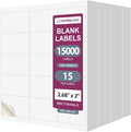NextDayLabels 2.69x2 Inch Rectangle Stickers White Blank Labels for Laser Inkjet Printer - 15 Per Sheet Self-Adhesive Shipping Name Tags Product Made in USA - 15,000 Labels