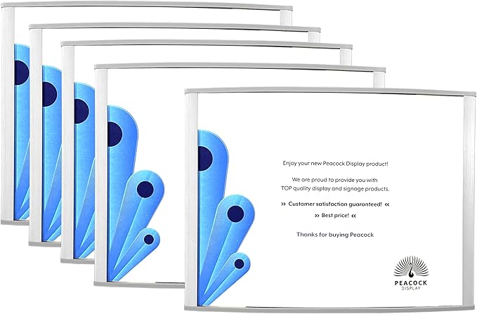 Curved Office Business Door Sign Holder | Aluminum Wall Mount Name Plate Holder, cubicle sign holder, sturdy and beautiful 11" W X 8.50" H (N-11x8.5" 5 signs)