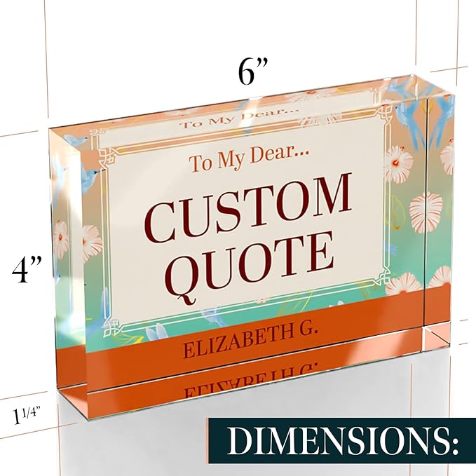 Personalized Gifts, Custom Quote Block Letter Board,Crystal-Clear Acrylic with Gift Box,17 Styles, Holiday and Christmas Gift for Mom, Dad, Girlfriend, Him or Her, Husband, Wife (4"x6", Flora)