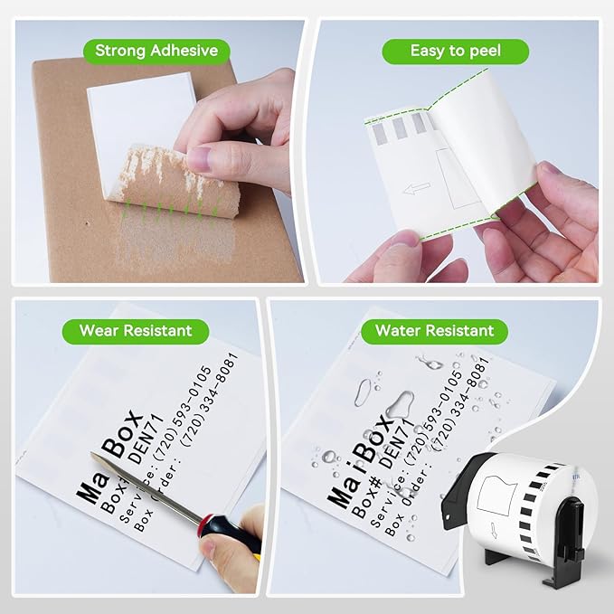 Suminey - Compatible Continuous Labels Replacement for Brother DK-2205 (2.4 in x 100 ft), Use with Brother QL Label Printers [10 Rolls+ 1 Refillable Cartridge]