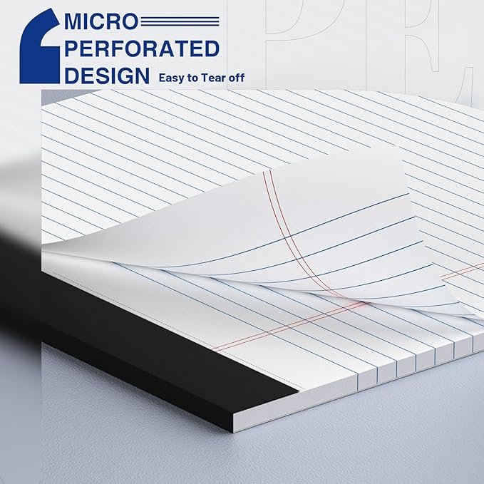 12-Pack Legal Pads 8.5"x11" Wide Ruled Note Pads - 600 Sheets (50/Pad) with Micro-Perforated Notepad & Chipboard Backing To-Do Lists Thick Lined Writing Paper Notebook for School & Office Supplies