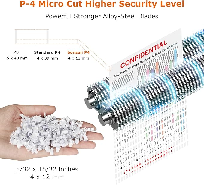 Bonsaii 12 Sheet Micro Cut Paper Shredder | 60-Minute Continuous Run Time | Home Office Heavy Duty Shredder for CD, Credit Card, Mails, Staple, Clip, Jam-Proof System | 4.2 Gal Pullout Bin