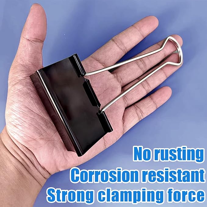 TOTDTDA 3 Inch Extra Large Jumbo Binder Clips (12 Pack), Heavy Duty Paper Clamps for Office and Home Supplies, Black