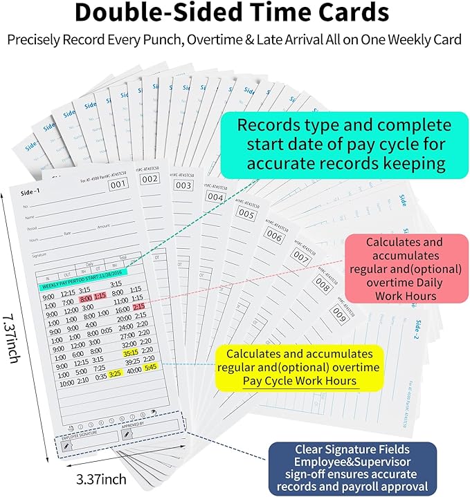 300 Time Cards AT-4500 Time Cards 6-Packs of 50ea (with separate box)