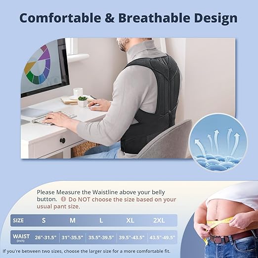 Fitsupport Back Brace Posture Corrector for Women and Men Back Lumbar Support Shoulder Posture Support for Improve Posture Provide and Back Pain Relief