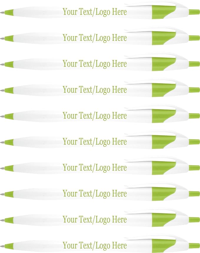SyPen Personalized Pens With your Custom Logo or Text-1000 Pack Bulk-for Businesses, Parties, and Events, Custom Printed Slim Ballpoint Click Pens, Lime Trim Color, Black Ink
