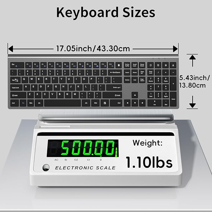 2.4G Wireless Slim Full-Size Keyboard with Numeric Keypad, Calculator Button, USB Receiver, Fn Lock, Ultra-Thin Scissor Switch Design, Computer Keyboard for Laptop PC Windows Mac（Without Mouse）