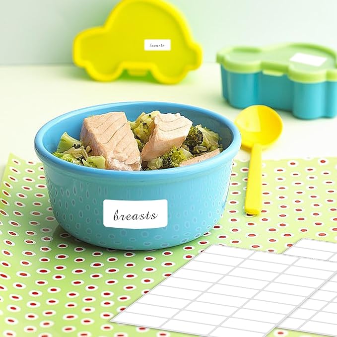 Yeachlaing 0.6×1.5 Inch Removable Blank Freezer Labels,Water/Oil/Tear Resistant/Ink Won't Smudge No Residue (405 pcs,1 Bag)