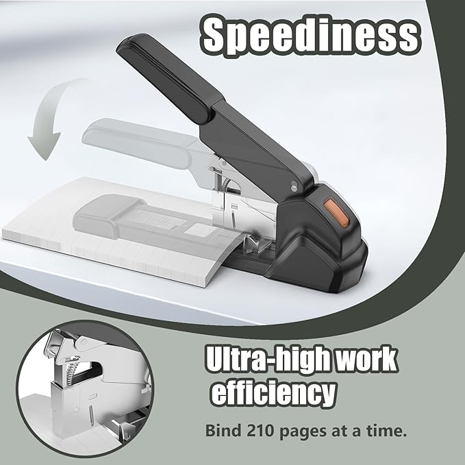 Heavy Duty Staple Gun, Industrial Grade 240 Page Capacity Ergonomic Labor-Saving Stapler, Extra Large Jumbo Desk Stapler for Office & Commercial Use, Anti-Jam Metal Construction with 3000 Staples