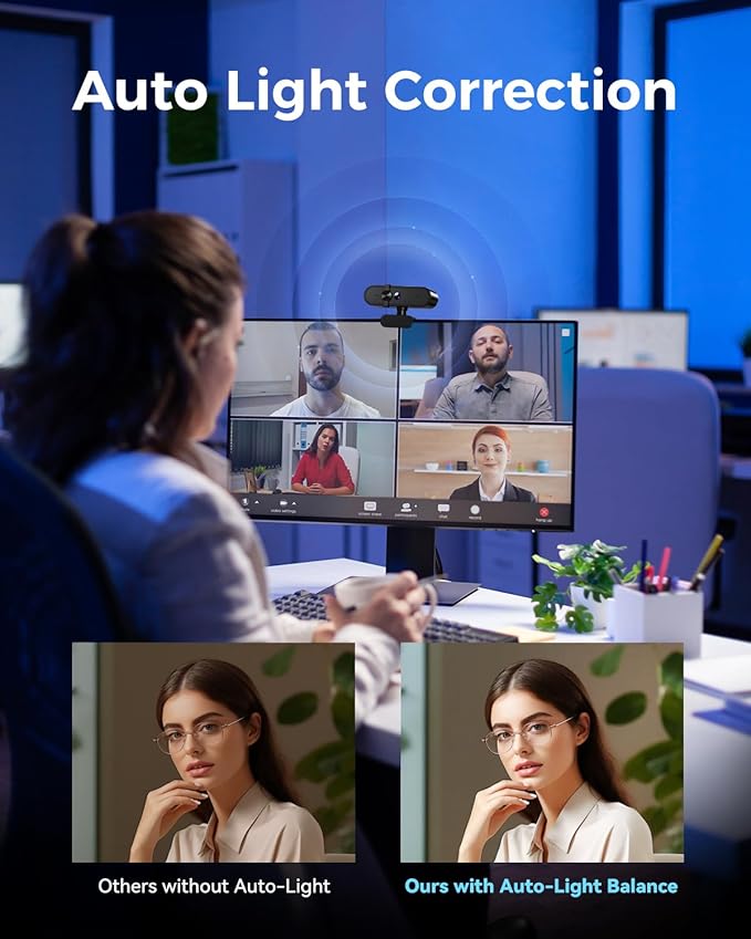 Edew 1080P Webcam Computer Camera with Microphone & Wide View - Auto Light Correction Webcam for PC, Mac, Laptop, Desktop - Built-in Privacy Cover Plug & Play USB for Zoom/Skype/Streaming