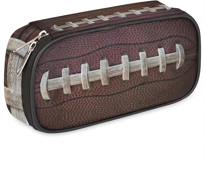 Pardick Rugby Ball Big Capacity Pencil Pen Case Football Large Pencil Pouch with Zipper Compartments Pencil Bag for Boys Girls Adults Student Office School Supplies