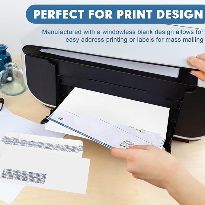 1000 Pack #10 Single Left Window SELF Seal Security Envelopes, Designed for QuickBooks Invoices & Business Statements, Computer Printed Checks Peel and Seal Flap, Size 4-1/8 x 9-1/2 Inches, 24 LB